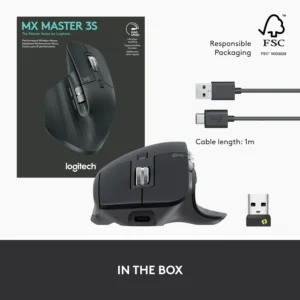 Logitech MX Master 3S - Wireless Performance Mouse with Ultra-Fast Scrolling, Ergonomic, 8K DPI, Glass Tracking, Silent Clicks, USB-C, Bluetooth, Windows, Linux, Chrome